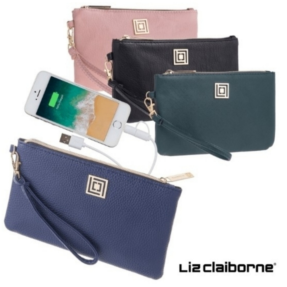 💙 LIZ CLAIBORNE SAFFIANO PHONE CHARGING WRISTLET WITH RFID THEFT PROTECTION - Picture 2 of 5